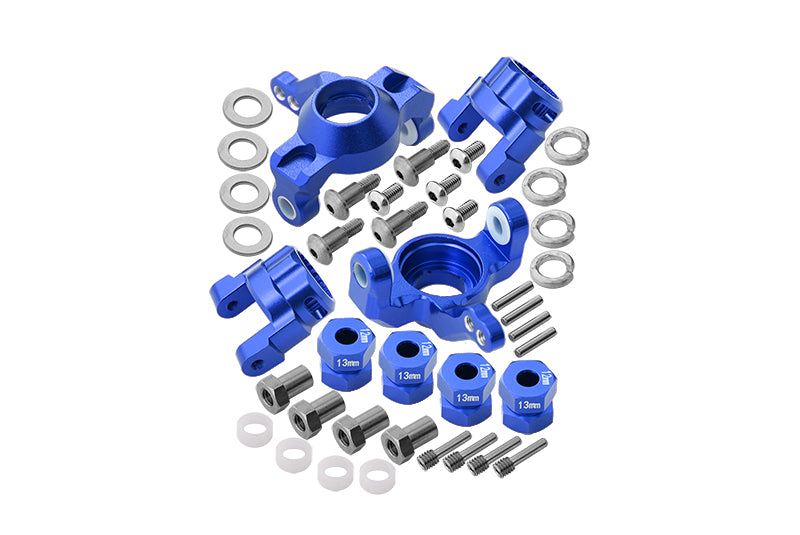 Axial SMT10 Grave Digger (AX90055) Aluminum Front C-Hub & Knuckle Arm (5 Degree Caster) - 4Pcs Set Blue