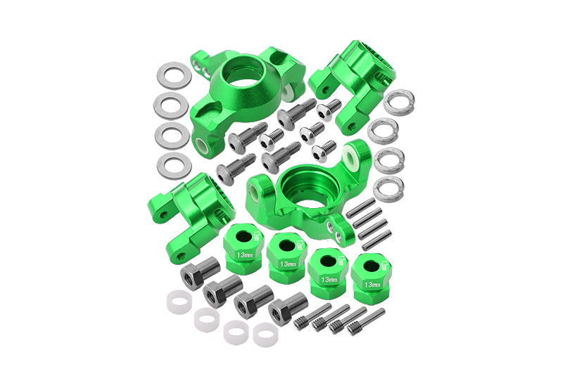 Axial SMT10 Grave Digger (AX90055) Aluminum Front C-Hub & Knuckle Arm (5 Degree Caster) - 4Pcs Set Green