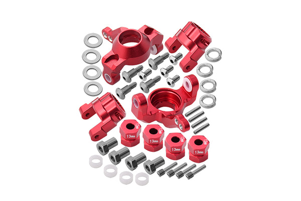 Axial SMT10 Grave Digger (AX90055) Aluminum Front C-Hub & Knuckle Arm (5 Degree Caster) - 4Pcs Set Red