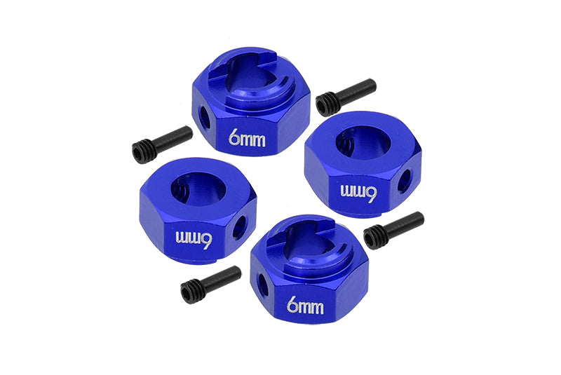 Axial 1/10 RBX10 Ryft 4WD Rock Bouncer Aluminum Hex Adapters 6mm Thick - 8Pc Set Blue