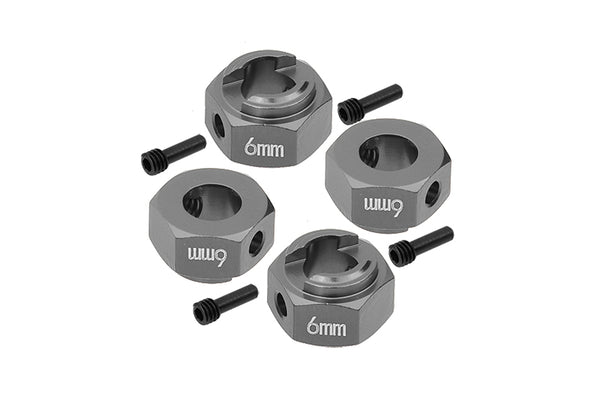 Axial 1/10 RBX10 Ryft 4WD Rock Bouncer Aluminum Hex Adapters 6mm Thick - 8Pc Set Gray Silver