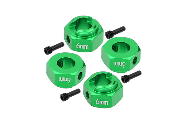 Axial 1/10 RBX10 Ryft 4WD Rock Bouncer Aluminum Hex Adapters 6mm Thick - 8Pc Set Green