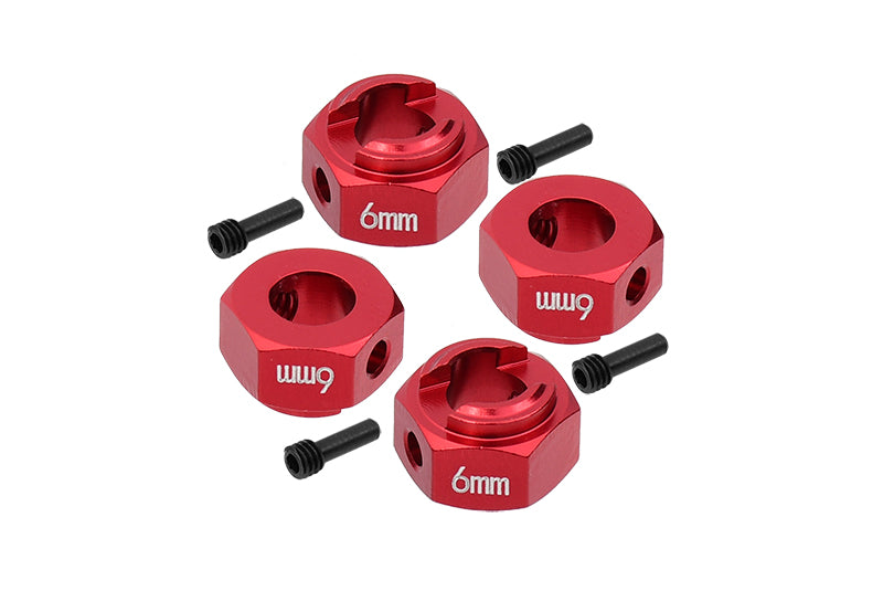 Axial 1/10 RBX10 Ryft 4WD Rock Bouncer Aluminum Hex Adapters 6mm Thick - 8Pc Set Red