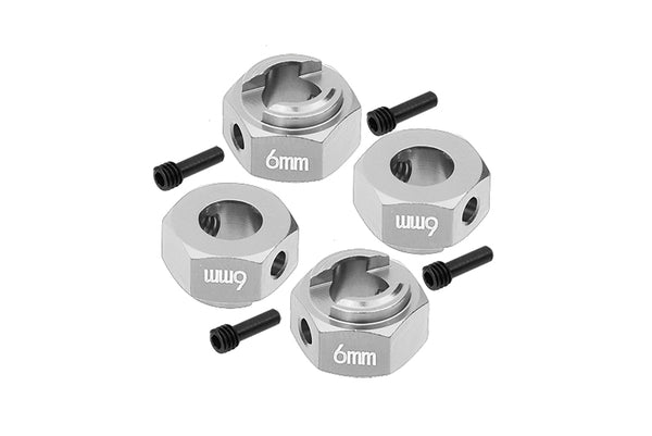 Axial 1/10 RBX10 Ryft 4WD Rock Bouncer Aluminum Hex Adapters 6mm Thick - 8Pc Set Silver