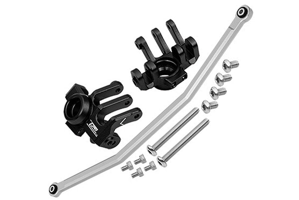 Axial 1/10 RBX10 Ryft 4WD Rock Bouncer AXI03005 Aluminum Front Knuckle Arm With Steering Rod - 13Pc Set Black