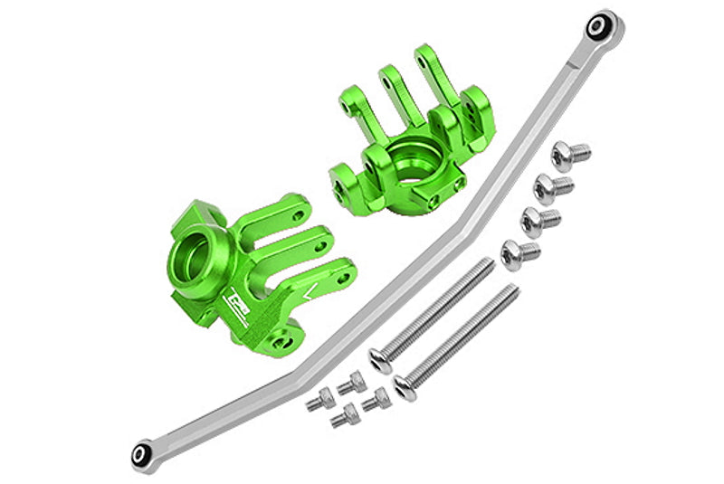 Axial 1/10 RBX10 Ryft 4WD Rock Bouncer AXI03005 Aluminum Front Knuckle Arm With Steering Rod - 13Pc Set Green