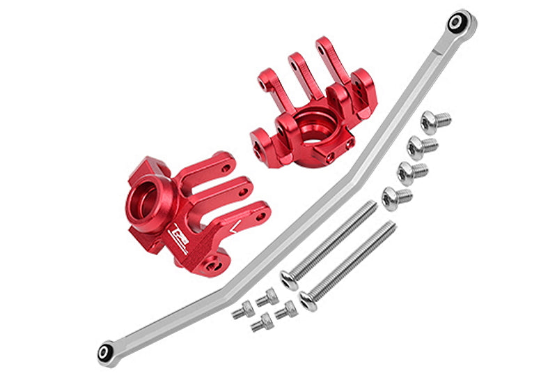 Axial 1/10 RBX10 Ryft 4WD Rock Bouncer AXI03005 Aluminum Front Knuckle Arm With Steering Rod - 13Pc Set Red