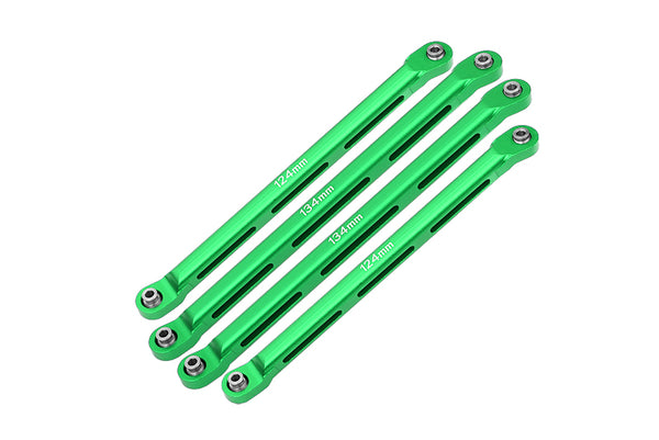 Axial 1/10 RBX10 Ryft 4WD Rock Bouncer AXI03005 Aluminum Front Upper & Lower Chassis Links Parts Tree - 4Pc Set Green