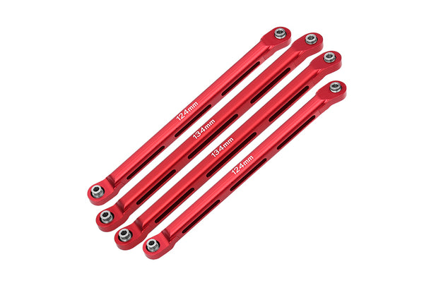 Axial 1/10 RBX10 Ryft 4WD Rock Bouncer AXI03005 Aluminum Front Upper & Lower Chassis Links Parts Tree - 4Pc Set Red