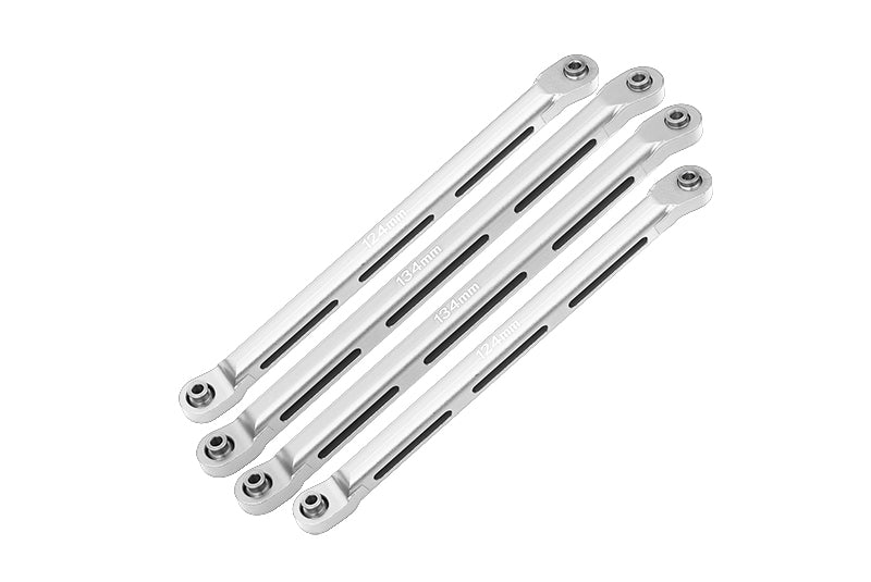 Axial 1/10 RBX10 Ryft 4WD Rock Bouncer AXI03005 Aluminum Front Upper & Lower Chassis Links Parts Tree - 4Pc Set Silver