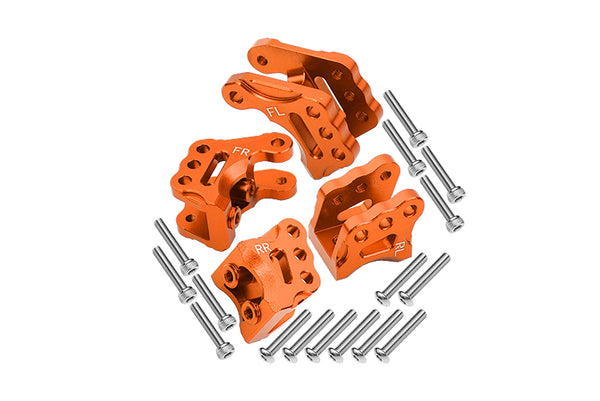 Axial 1/10 RBX10 Ryft 4WD Rock Bouncer Aluminum Front & Rear Axle Mount Set For Suspension Links - 20Pc Set Orange