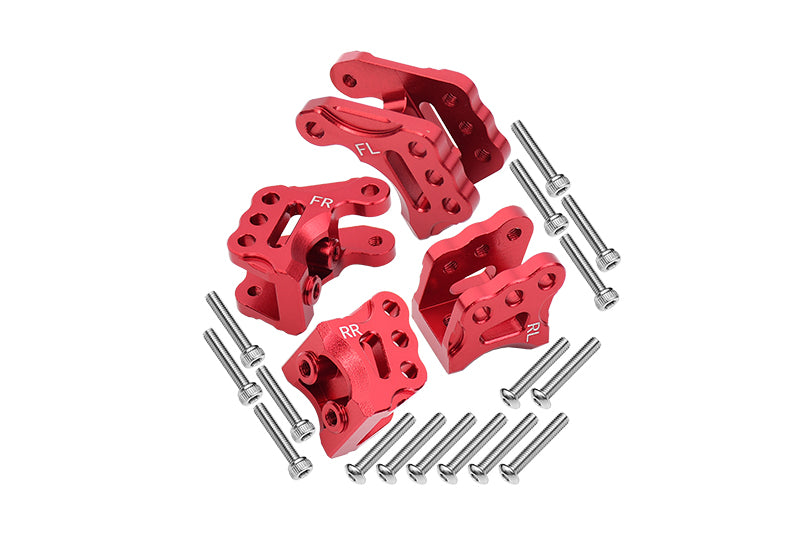 Axial 1/10 RBX10 Ryft 4WD Rock Bouncer Aluminum Front & Rear Axle Mount Set For Suspension Links - 20Pc Set Red