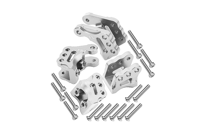 Axial 1/10 RBX10 Ryft 4WD Rock Bouncer Aluminum Front & Rear Axle Mount Set For Suspension Links - 20Pc Set Silver