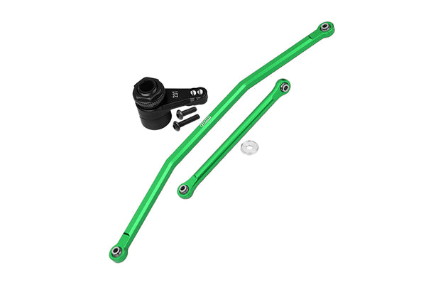 Axial 1/10 RBX10 Ryft 4WD Rock Bouncer AXI03005 Upgrade Parts Aluminum Front Steering Tie Rods + Aluminum 7075 23T Servo Horn With Built-In Spring (2 Positioning Holes) - 6Pc Set Green