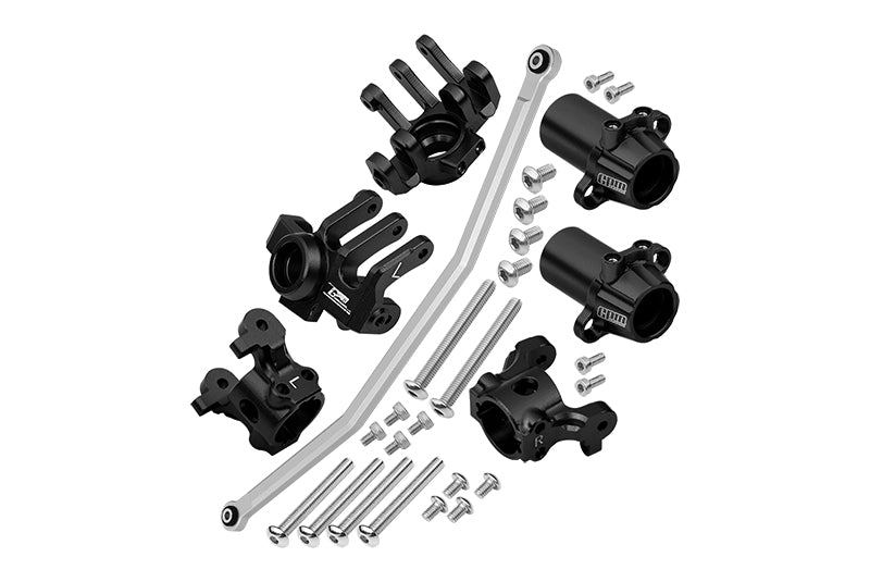 Axial 1/10 RBX10 Ryft 4WD Rock Bouncer Aluminum Upgrade Combo Set B (Front C-Hubs + Front & Rear Knuckle Arms + Steering Rod) - Black