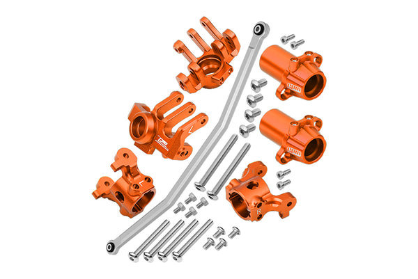 Axial 1/10 RBX10 Ryft 4WD Rock Bouncer Aluminum Upgrade Combo Set B (Front C-Hubs + Front & Rear Knuckle Arms + Steering Rod) - Orange