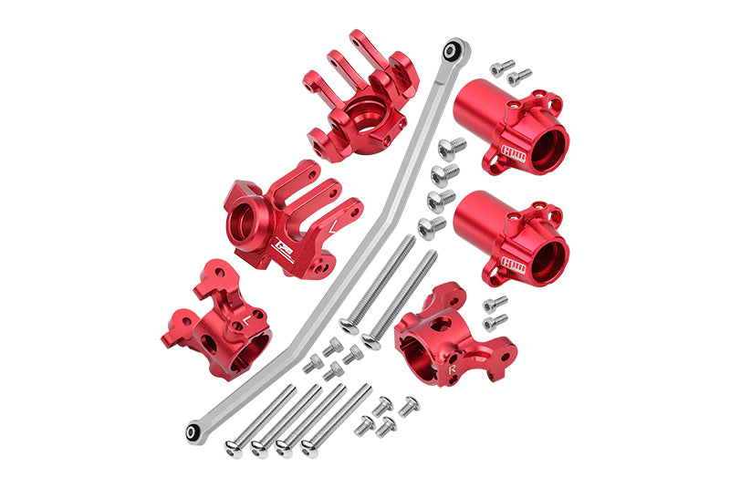 Axial 1/10 RBX10 Ryft 4WD Rock Bouncer Aluminum Upgrade Combo Set B (Front C-Hubs + Front & Rear Knuckle Arms + Steering Rod) - Red