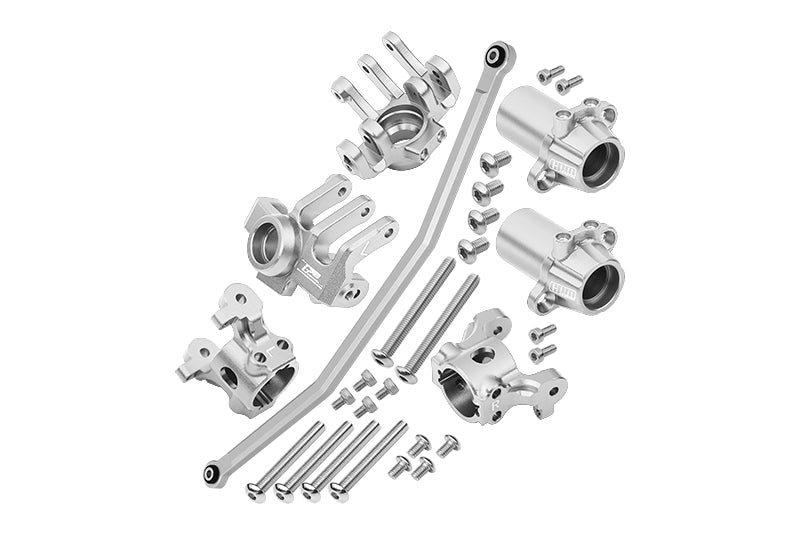 Axial 1/10 RBX10 Ryft 4WD Rock Bouncer Aluminum Upgrade Combo Set B (Front C-Hubs + Front & Rear Knuckle Arms + Steering Rod) - Silver