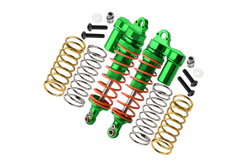 Traxxas Rustler 4X4 VXL (67076-4) / Hoss 4X4 VXL (90076-4) Aluminum Front Adjustable L-Shape Piggy Back Shocks 87mm - 1Pr Set Green