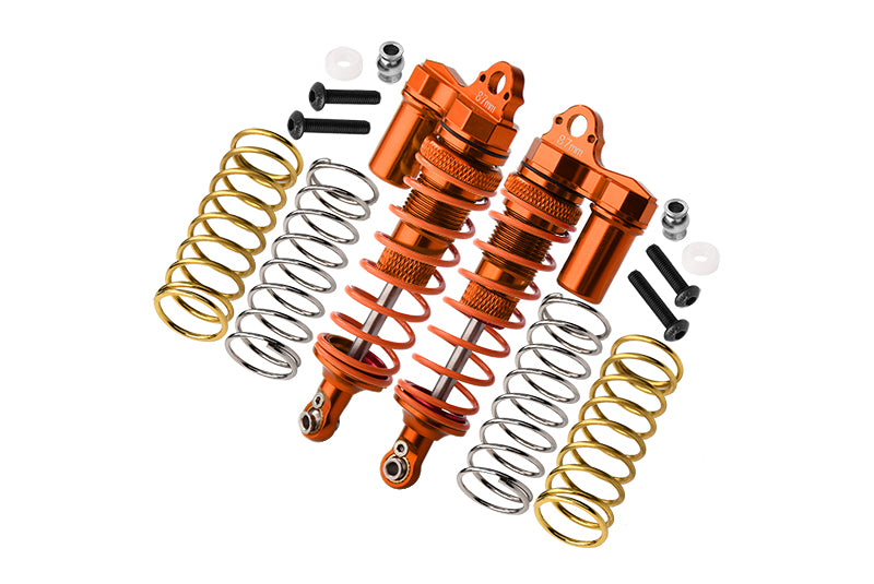 Traxxas Rustler 4X4 VXL (67076-4) / Hoss 4X4 VXL (90076-4) Aluminum Front Adjustable L-Shape Piggy Back Shocks 87mm - 1Pr Set Orange