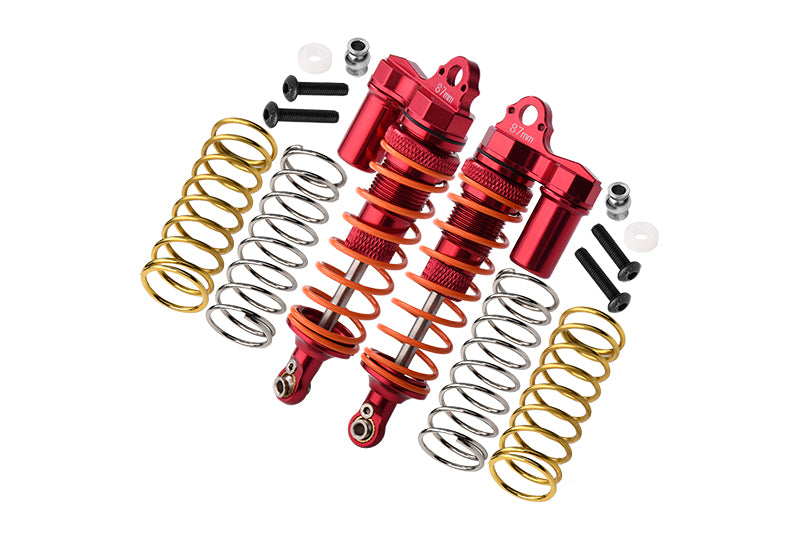 Traxxas Rustler 4X4 VXL (67076-4) / Hoss 4X4 VXL (90076-4) Aluminum Front Adjustable L-Shape Piggy Back Shocks 87mm - 1Pr Set Red