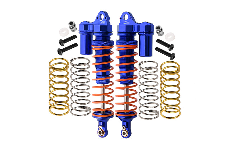 Traxxas Rustler 4X4 VXL (67076-4) / Hoss 4X4 VXL (90076-4) Aluminum Rear Adjustable L-Shape Piggy Back Shocks 102mm - 1Pr Set Blue