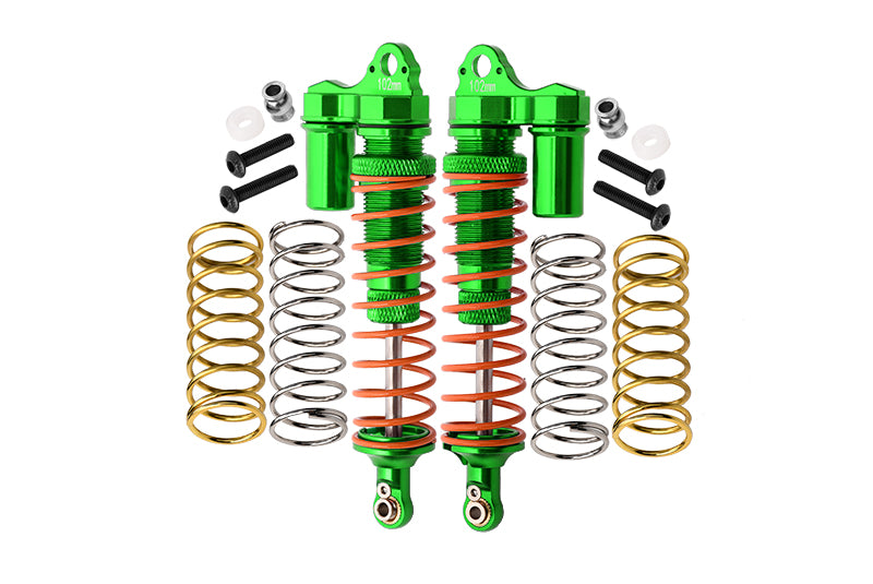 Traxxas Rustler 4X4 VXL (67076-4) / Hoss 4X4 VXL (90076-4) Aluminum Rear Adjustable L-Shape Piggy Back Shocks 102mm - 1Pr Set Green