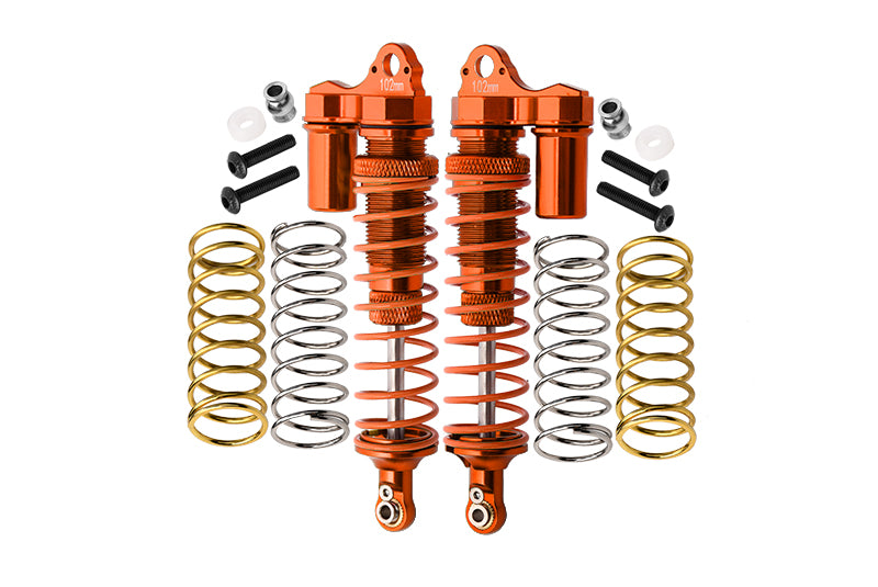 Traxxas Rustler 4X4 VXL (67076-4) / Hoss 4X4 VXL (90076-4) Aluminum Rear Adjustable L-Shape Piggy Back Shocks 102mm - 1Pr Set Orange