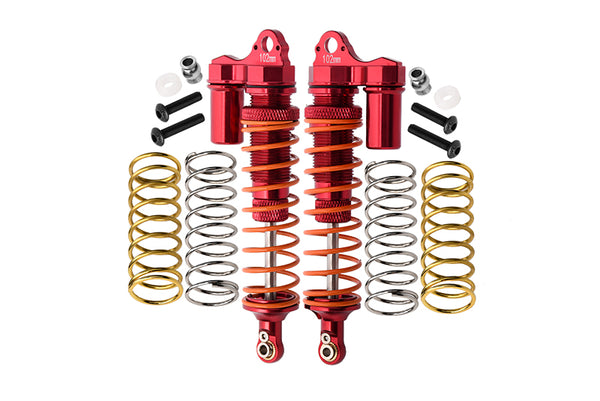 Traxxas Rustler 4X4 VXL (67076-4) / Hoss 4X4 VXL (90076-4) Aluminum Rear Adjustable L-Shape Piggy Back Shocks 102mm - 1Pr Set Red