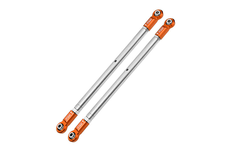 Losi 1/6 Super Baja Rey 4X4 Desert Truck Stainless Steel Adjustable Rear Upper Chassis Link Tie Rods With Aluminium Ends - 2Pc Set Orange