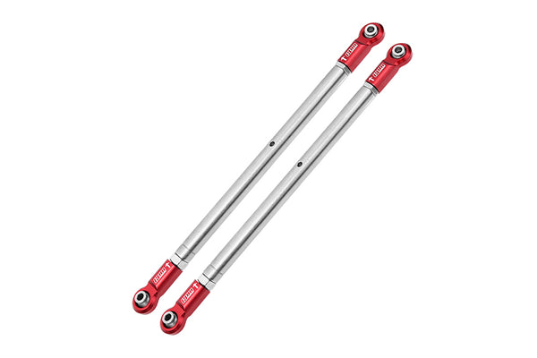 Losi 1/6 Super Baja Rey 4X4 Desert Truck Stainless Steel Adjustable Rear Upper Chassis Link Tie Rods With Aluminium Ends - 2Pc Set Red