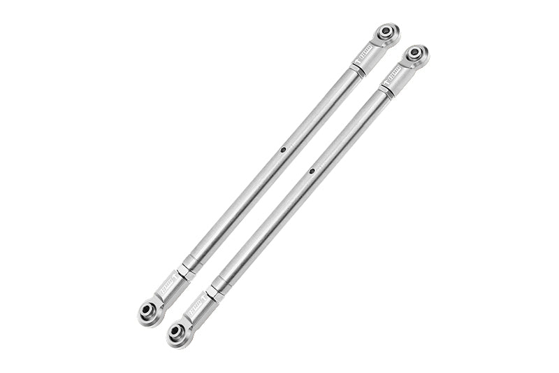 Losi 1/6 Super Baja Rey 4X4 Desert Truck Stainless Steel Adjustable Rear Upper Chassis Link Tie Rods With Aluminium Ends - 2Pc Set Silver