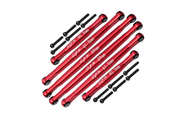 Axial 1:24 SCX24 Deadbolt AXI90081 Aluminium Suspension Links - 18Pc Set Red