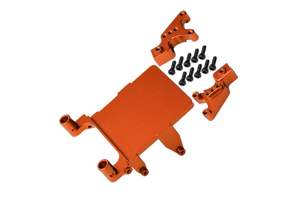 Aluminum Adjustable Front & Rear Damper Mount For Axial 1:24 SCX24 Deadbolt AXI90081 / Jeep Wrangler AXI00002 - 13Pc Set Orange