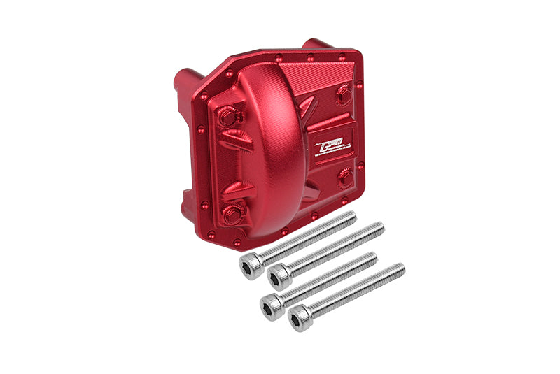 Aluminum Front Or Rear Gearbox Cover For Axial 1/6 SCX6 Jeep JLU Wrangler AXI05000 - 5Pc Set Red