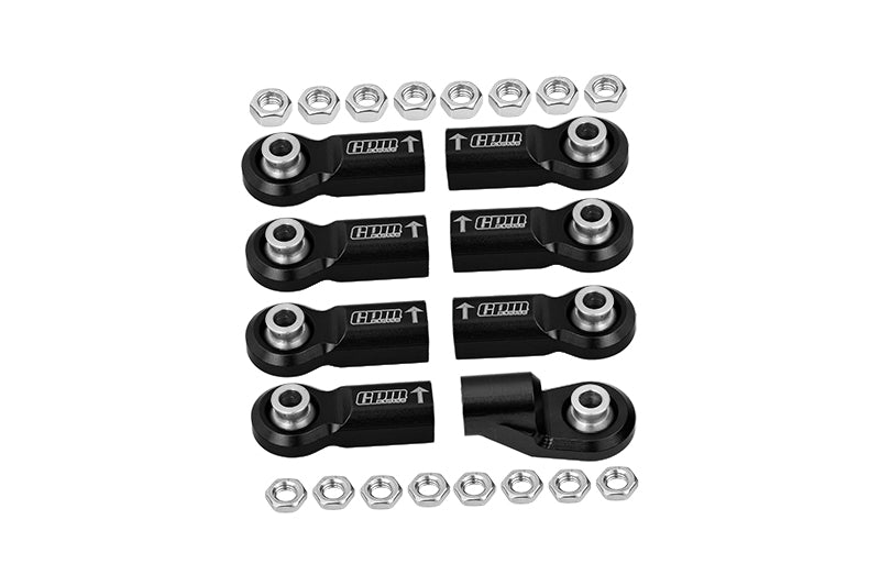 Front Link Bar Aluminum Ball Ends For Axial 1/6 SCX6 Jeep JLU Wrangler AXI05000 - 8Pc Set Black