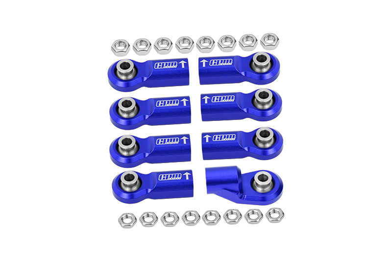 Front Link Bar Aluminum Ball Ends For Axial 1/6 SCX6 Jeep JLU Wrangler AXI05000 - 8Pc Set Blue