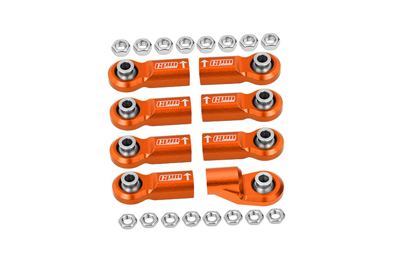 Front Link Bar Aluminum Ball Ends For Axial 1/6 SCX6 Jeep JLU Wrangler AXI05000 - 8Pc Set Orange