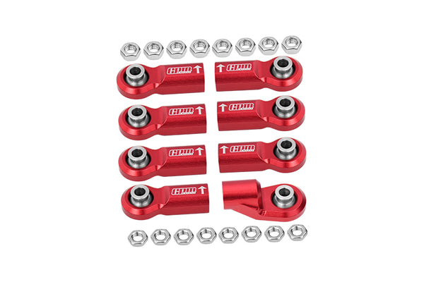 Front Link Bar Aluminum Ball Ends For Axial 1/6 SCX6 Jeep JLU Wrangler AXI05000 - 8Pc Set Red