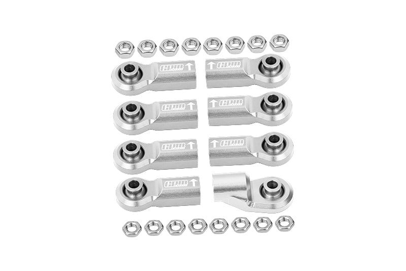 Front Link Bar Aluminum Ball Ends For Axial 1/6 SCX6 Jeep JLU Wrangler AXI05000 - 8Pc Set Silver