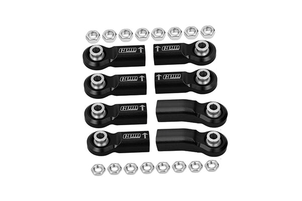 Rear Link Bar Aluminum Ball Ends For Axial 1/6 SCX6 Jeep JLU Wrangler AXI05000 - 8Pc Set Black