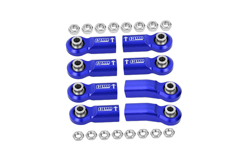 Rear Link Bar Aluminum Ball Ends For Axial 1/6 SCX6 Jeep JLU Wrangler AXI05000 - 8Pc Set Blue