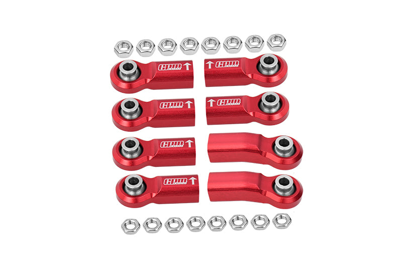 Rear Link Bar Aluminum Ball Ends For Axial 1/6 SCX6 Jeep JLU Wrangler AXI05000 - 8Pc Set Red