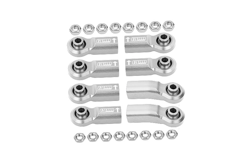 Rear Link Bar Aluminum Ball Ends For Axial 1/6 SCX6 Jeep JLU Wrangler AXI05000 - 8Pc Set Silver