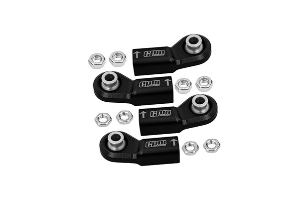 Front Steering Tie Rod Aluminum Ball Ends For Axial 1/6 SCX6 Jeep JLU Wrangler AXI05000 - 4Pc Set Black