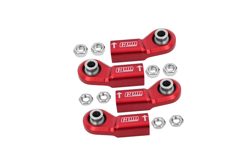 Front Steering Tie Rod Aluminum Ball Ends For Axial 1/6 SCX6 Jeep JLU Wrangler AXI05000 - 4Pc Set Red