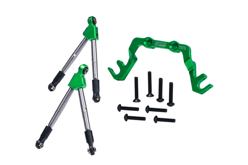 7075 Aluminum Alloy Front Tie Rods With Stabilizer For C Hub For Traxxas 1/10 SLASH 4X4 LCG-68086-21 Upgrades - Green