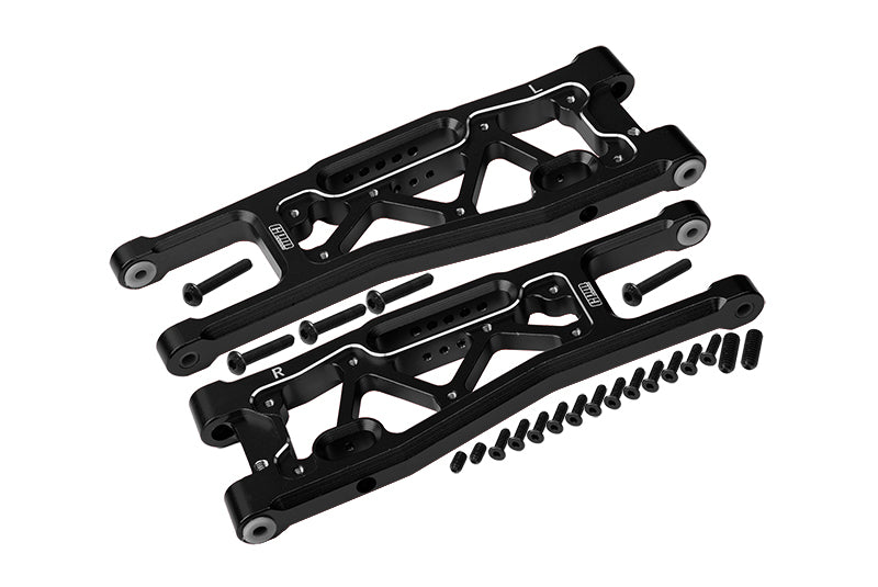 Aluminium 6061-T6 Front Lower Arms For Traxxas 1/8 4WD Sledge Monster Truck 95076-4 - 23Pc Set Black