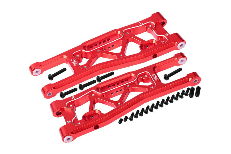 Aluminium 6061-T6 Front Lower Arms For Traxxas 1/8 4WD Sledge Monster Truck 95076-4 - 23Pc Set Red