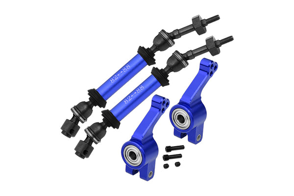 Traxxas Slash 4X4 / Slash 4X4 LCG Steel+Aluminium Widen Rear CVD Drive Shaft With Knuckle Arm - 12Pc Set Blue